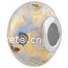 Silver Plated Double Core Lampwork European Beads, Rondelle, cupronickel double core without troll & gold foil Approx 5mm 