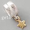 Sterling Silver European Pendants, 925 Sterling Silver, Star, plated, without troll & two tone Approx 5mm 