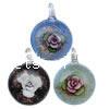 Inner Flower Lampwork Pendants, Flat Round, gold sand, mixed colors Approx 5mm 