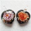 Inner Flower Lampwork Pendants, Heart, gold sand, mixed colors Approx 5mm 