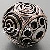 Zinc Alloy Hollow Beads, Round, plated cadmium free Approx 2.7mm 