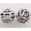 Zinc Alloy Hollow Beads, Round, plated nickel, lead & cadmium free, 11mm Approx 2.5mm 