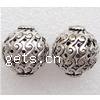 Zinc Alloy Hollow Beads, Drum, plated nickel, lead & cadmium free Approx 2.5mm 