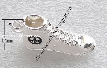 Zinc Alloy Enamel Pendants, brass lobster clasp, Shoes, plated, more colors for choice, 28x10x14mm, 9x7x3mm, Sold By PC