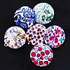 Printing Wood Beads, Flat Round, with flower pattern, mixed colors Approx 1mm 