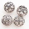 Zinc Alloy Hollow Beads, Flat Round, plated nickel, lead & cadmium free Approx 1mm 