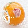 Silver Plated Double Core Lampwork European Beads, Rondelle, cupronickel double core without troll & silver foil, orange Approx 5mm 