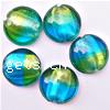 Two Tone Lampwork Beads, Flat Round & silver foil 