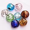 Silver Foil Lampwork Beads, Flat Round, drawbench, translucent, mixed colors Approx 1.5mm 