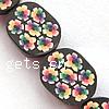 Polymer Clay Jewelry Beads, Oval, with flower pattern Approx 1.5mm Inch 