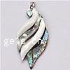 Zinc Alloy Shell Pendants, Mosaic Shell, with Zinc Alloy, Leaf, platinum color plated Approx 4mm 