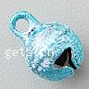 Iron Jingle Bell for Christmas Decoration, plated, textured, blue Approx 2mm 