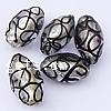 Silberfolie Lampwork Perlen, oval, Streifen, keine, 26x17mm, Bohrung:ca. 1.5mm, 1000PCs/Tasche, verkauft von Tasche