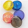 Silberfolie Lampwork Perlen, Münze, gemischte Farben, 28x28x7mm, Bohrung:ca. 3mm, 1000PCs/Tasche, verkauft von Tasche