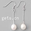 Sterling Silver Pearl Drop Earring, 925 Sterling Silver, with Freshwater Pearl, Teardrop, plated 