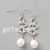 Freshwater Pearl Drop Earring, sterling silver earring hook, plated, with cubic zirconia 