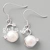 Freshwater Pearl Drop Earring, 925 Sterling Silver, with Freshwater Pearl, plated, with cubic zirconia 