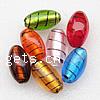 Silver Foil Lampwork Beads, Oval, drawbench, mixed colors Approx 2mm 