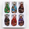 Lampwork Pendants, handmade, mixed & gold sand, mixed colors, 63-65mm, 33-34mm, 6-7mm Approx 10mm 
