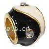 Enamel Zinc Alloy European Beads, Rondelle, plated, without troll & with rhinestone & large hole Approx 4.5mm 