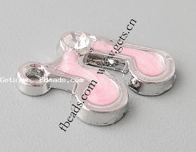 Musical Instrument Shaped Zinc Alloy Pendants, plated, enamel & with rhinestone, more colors for choice, nickel, lead & cadmium free, 16x14x3mm, Hole:Approx 2mm, Sold By PC