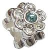 Rhinestone Zinc Alloy European Beads, Flower, plated, without troll & with rhinestone Approx 5mm 