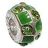 Enamel Zinc Alloy European Beads, Rondelle, plated, without troll & with rhinestone & large hole Approx 5mm 