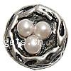 Zinc Alloy European Beads, with Glass Pearl, Flat Round, plated, without troll Approx 4.5mm 