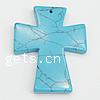 Synthetic Turquoise Pendants, Cross, blue Approx 1.5mm 