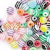 Gestreifte Harz Perlen, rund, Streifen, gemischte Farben, 6mm, 100PCs/Tasche, verkauft von Tasche
