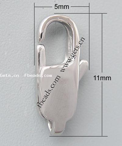 Stainless Steel Lobster Claw Clasp, Rectangle, original color, 11x5x3mm, Hole:Approx 1.5mm, Sold By PC