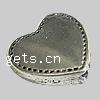 Zinklegierung Herz Perlen, plattiert, keine, frei von Nickel, Blei & Kadmium, 12x13x2.5mm, Bohrung:ca. 2mm, 530PCs/kg, verkauft von kg