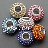 Rhinestone European Beads, Rhinestone Clay Pave, Rondelle, with 80 pcs rhinestone & sterling silver single core without troll Approx 4.5mm 