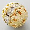 Ball Rhinestone Spacer, Brass, Round, plated, with rhinestone & hollow 12mm Approx 1.7mm 