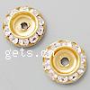 Rondelle Rhinestone Spacer, Brass, Flat Round, plated, with rhinestone Approx 1.5mm 
