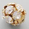 Ball Rhinestone Spacer, Brass, Round, plated, with A grade rhinestone 8mm Approx 1mm 