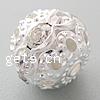 Ball Rhinestone Spacer, Brass, Round, plated, with rhinestone & hollow 6mm Approx 1.2mm 