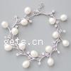 Pulseras de perlas de plata esterlina, Perlas cultivadas de agua dulce, con plata de ley 925, chapado en platina real, 20mm, 9x8mm, longitud:8 Inch, Vendido por Sarta