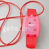 Lanyard Watch, Silicone, with PU Leather & Nylon & Plastic & Zinc Alloy, platinum color plated, with letter pattern & LED, red Inch 