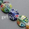 Millefiori Glass Beads, Flat Round mixed colors .5-14 Inch 