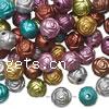 Technique mixte acrylique bijoux perles, Rond, gravé, avec le motif de fleurs, couleurs mélangées, 8mm, Environ Vendu par sac