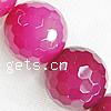 Natürliche Rosa Achat Perlen, rund, facettierte, 20mm, Bohrung:ca. 2mm, Länge:15.5 ZollInch, ca. 19PCs/Strang, verkauft von Strang