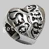 Zinc Alloy Message European Beads, Heart, word best friend, plated, with letter pattern & without troll Approx 4.5mm 