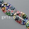 Millefiori Glass Beads, Oval & with flower pattern .4-14 Inch 