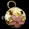Brass Jingle Bell for Christmas Decoration, Oval, with flower pattern & enamel Approx 4mm 