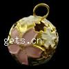 Brass Jingle Bell for Christmas Decoration, Oval, with flower pattern & enamel Approx 4mm 