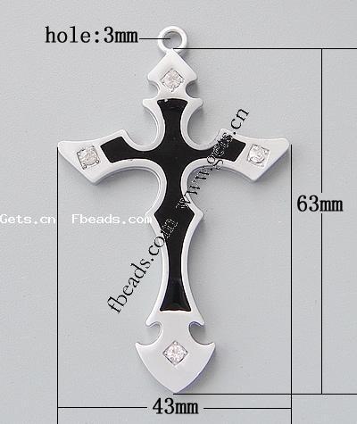 Zinc Alloy Cross Pendants, with enamel, plated, enamel, more colors for choice, 63x43x4mm, Hole:Approx 3mm, Sold By PC