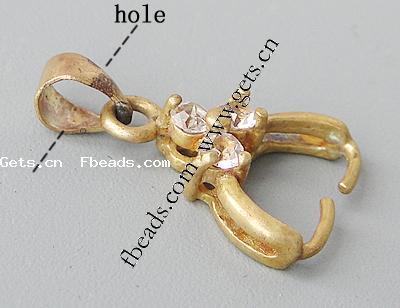 Brass Pinch Bail, plated, with rhinestone, more colors for choice, cadmium free, 17x12x5mm, Hole:Approx 5x4mm, Sold By PC