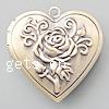 Pendentif médaillon en laiton, coeur, Placage, avec le motif de fleurs, plus de couleurs à choisir Environ 2mm, Vendu par PC