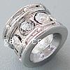 Rhinestone Brass European Beads, Tube, plated, without troll & with rhinestone nickel, lead & cadmium free Approx 4.5mm 
